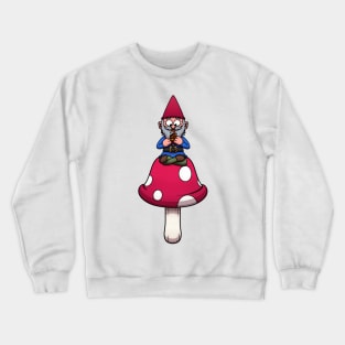 Cute Garden Gnome Eating Chocolate On Mushroom Crewneck Sweatshirt